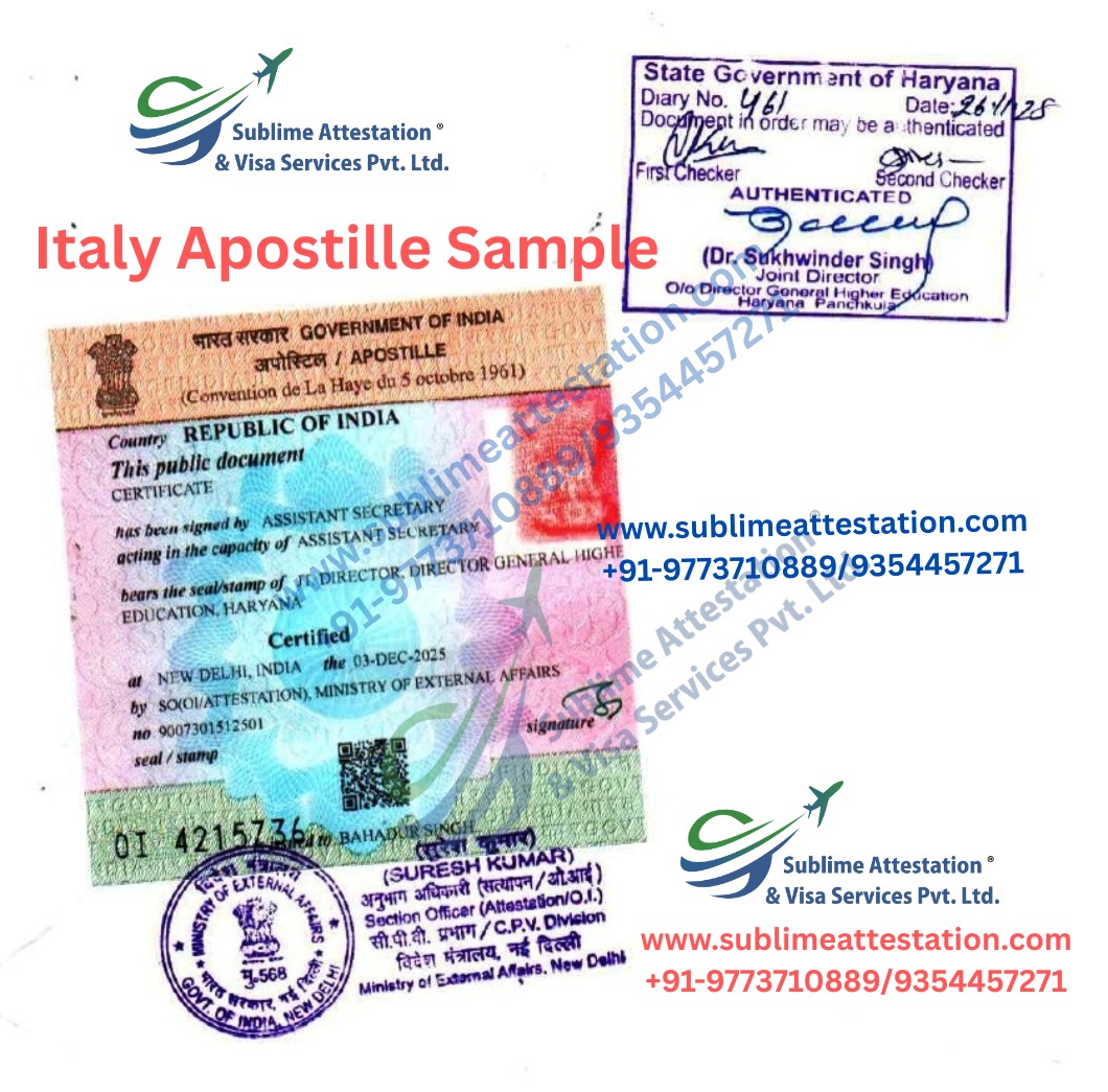 Certificate Apostille & State HRD for Italy